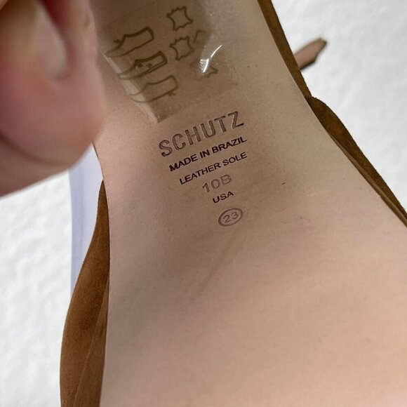 Schutz Luan New Bear Brown Nubuck Leather Platform Pump Shoes Womens size 10 B - Picture 7 of 9